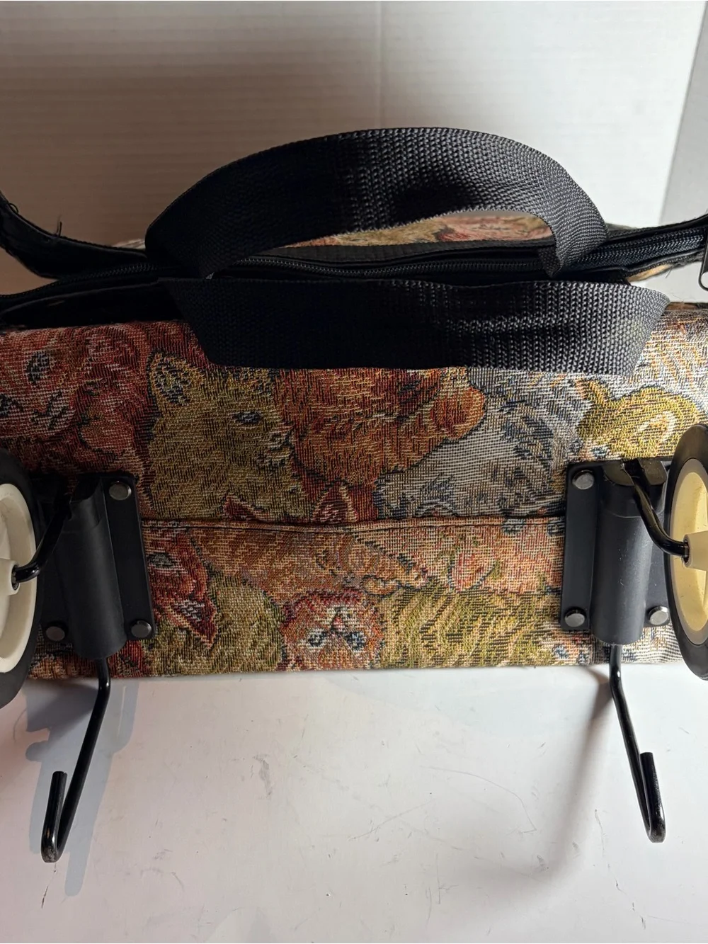 Vintage Tapestry Shopping Bag Cart With Wheels Foldable Travel Bag Cats